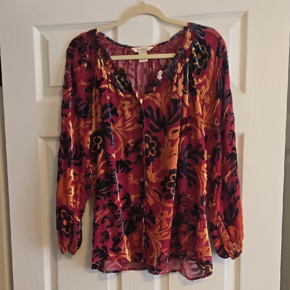 Sundance Floral Blouse - Red, Orange, Purple